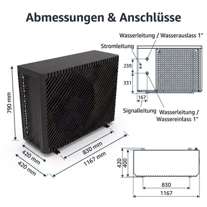 Abmessungen und Anschlüsse FoxAir BL-8-1