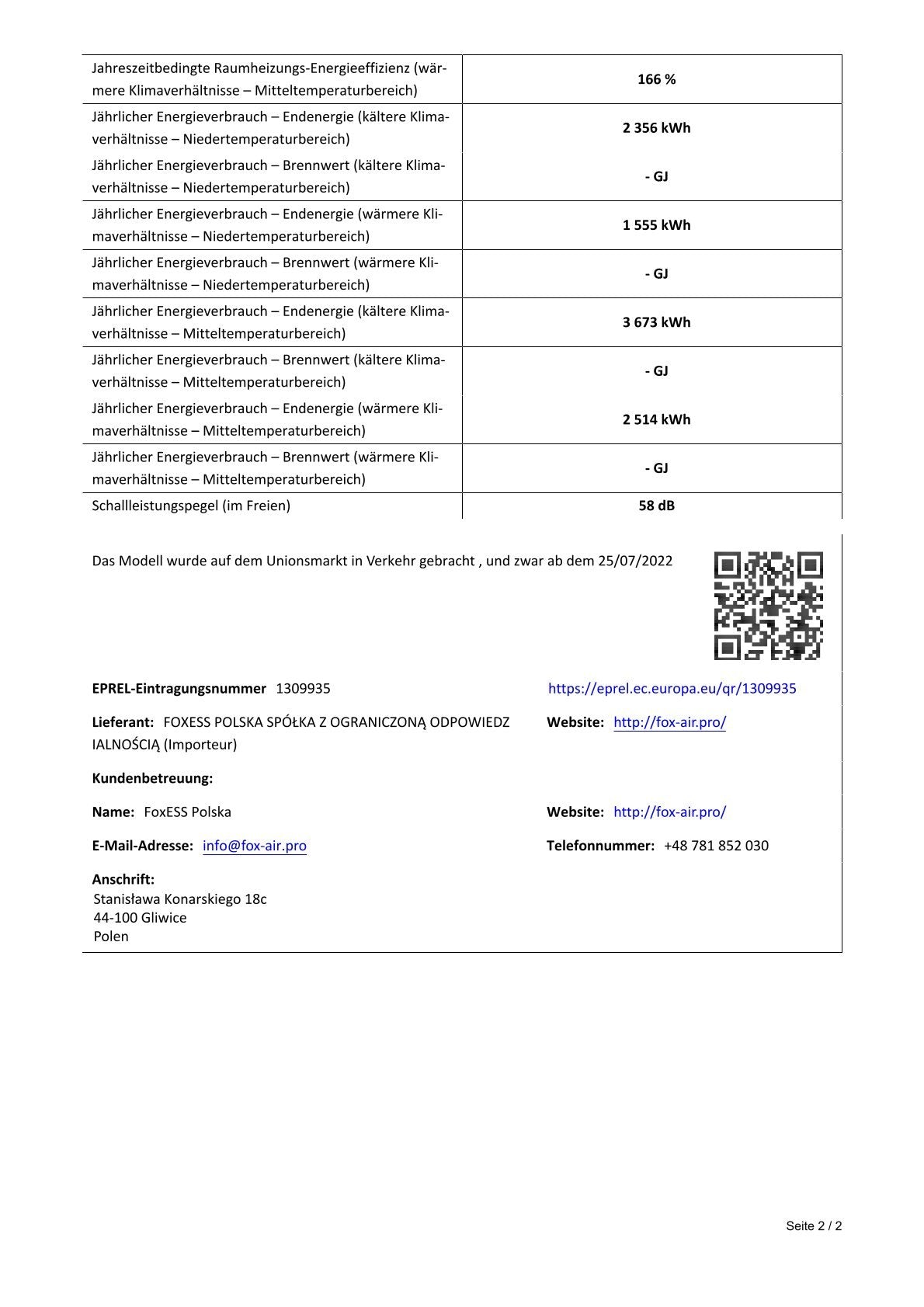 Produktdatenblatt FoxAir BL-8-1 Seite 2