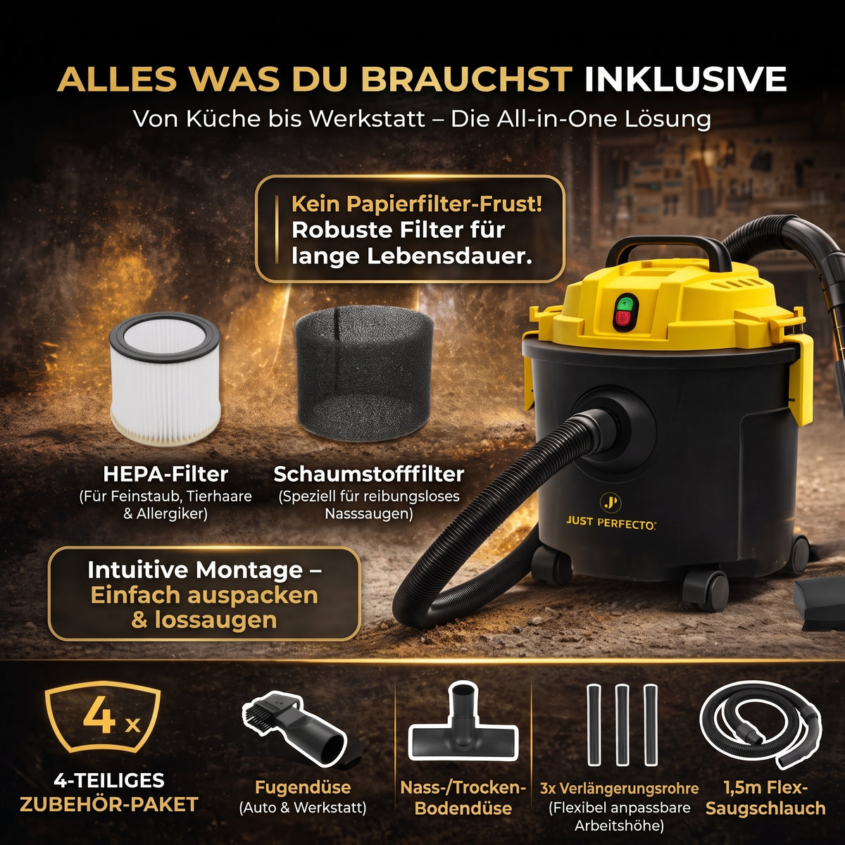 Industriestaubsauger Nass Staubsauger beutellos Industriesauger Asche