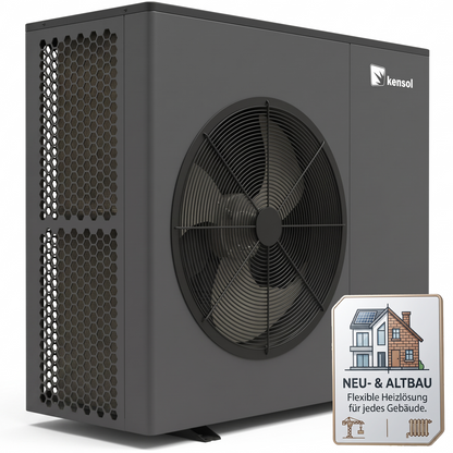 Wärmepumpe 10kW für Alt-/Neubau R32 Monoblock Luft Warm Wasser Effizient & Leise