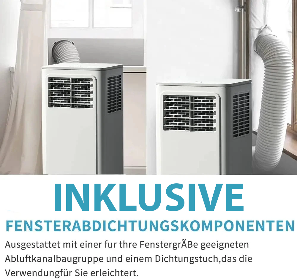 Mobile Klimaanlage mit Abluftschlauch & Fensterabdichtung
