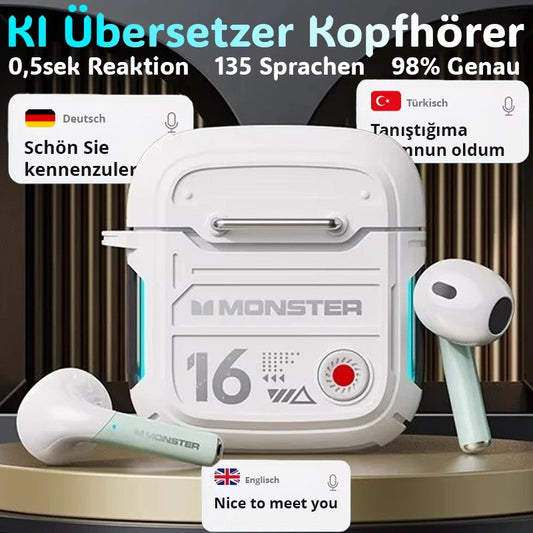 135 Sprachen Echtzeit Übersetzer Kopfhörer Bluetooth 20h | Übersetzungskopfhörer