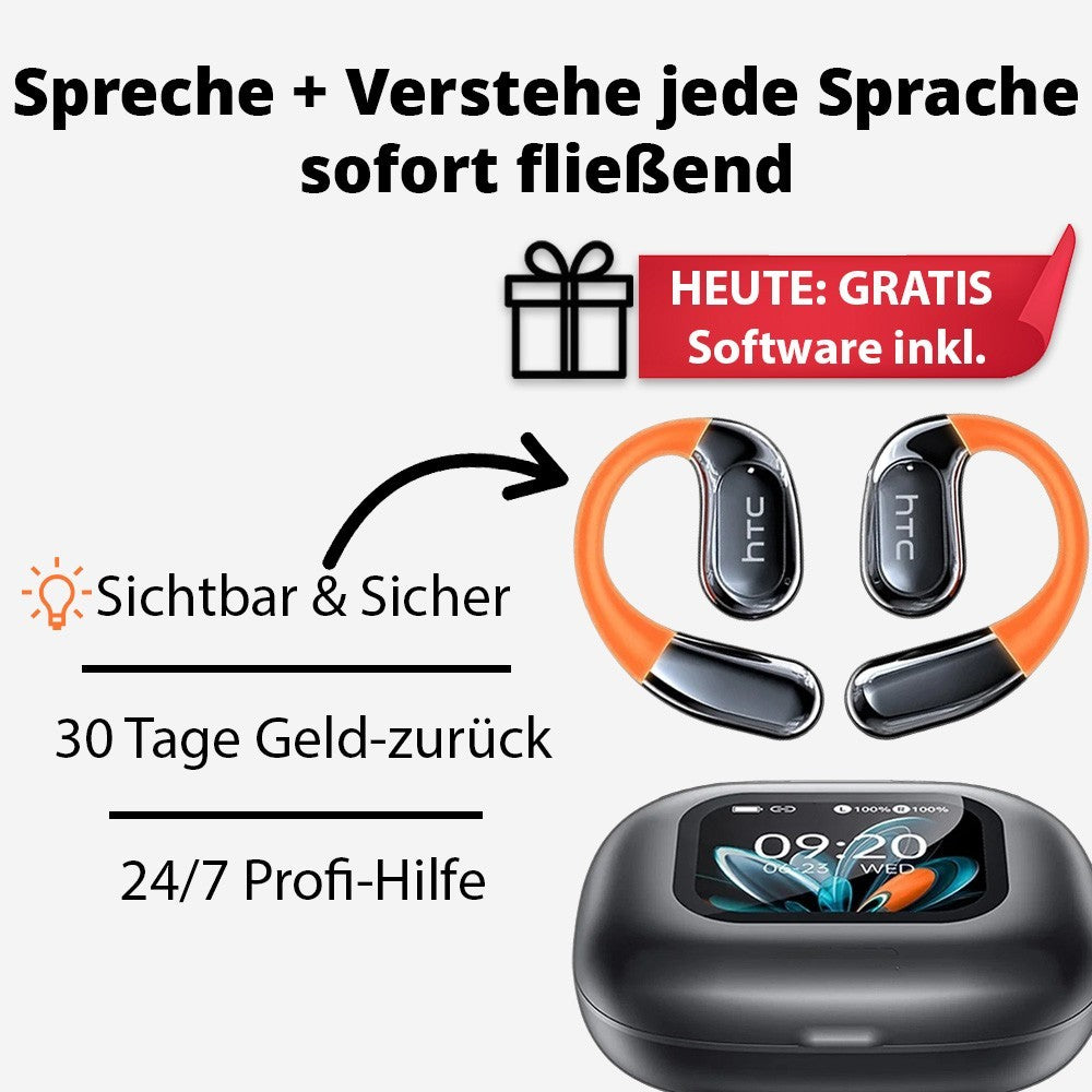 HTC NE27 Übersetzer Ohrhörer Echtzeit Übersetzer Kopfhörer 130+ Sprachen Glow