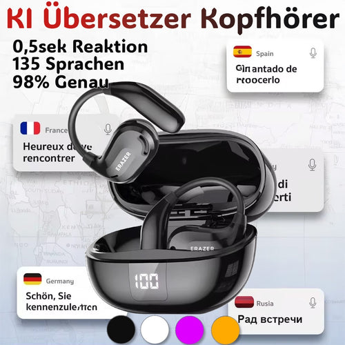 135 Sprachen AI Echtzeit Übersetzer Kopfhörer die übersetzen| mit Übersetzer