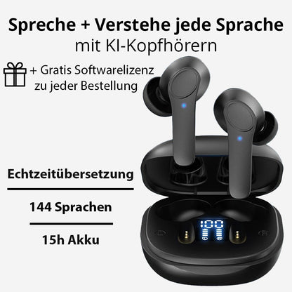 144 Sprachen KI Übersetzer Ohrhörer Echtzeit Übersetzer Kopfhörer Smart Voice