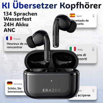 134 Sprachen AI Übersetzer Ohrhörer Echtzeit Übersetzer Kopfhörer Smart Voice
