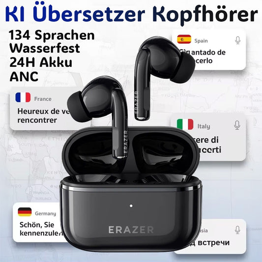134 Sprachen AI Übersetzer Ohrhörer Echtzeit Übersetzer Kopfhörer Smart Voice