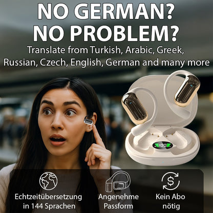 AI Übersetzer Kopfhörer | 144 Sprachen Echtzeit | Simultanübersetzer Ohrhörer