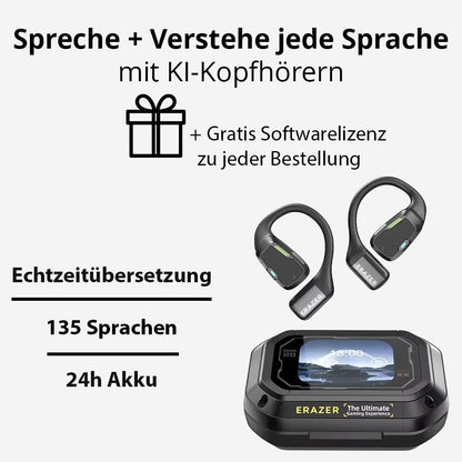 ERAZER 135 Sprachen AI Echtzeit Übersetzer Kopfhörer  | KI Translator Kopfhörer