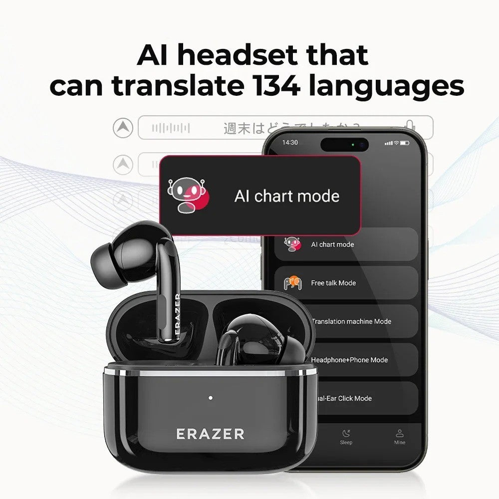 134 Sprachen AI Übersetzer Ohrhörer Echtzeit Übersetzer Kopfhörer Smart Voice