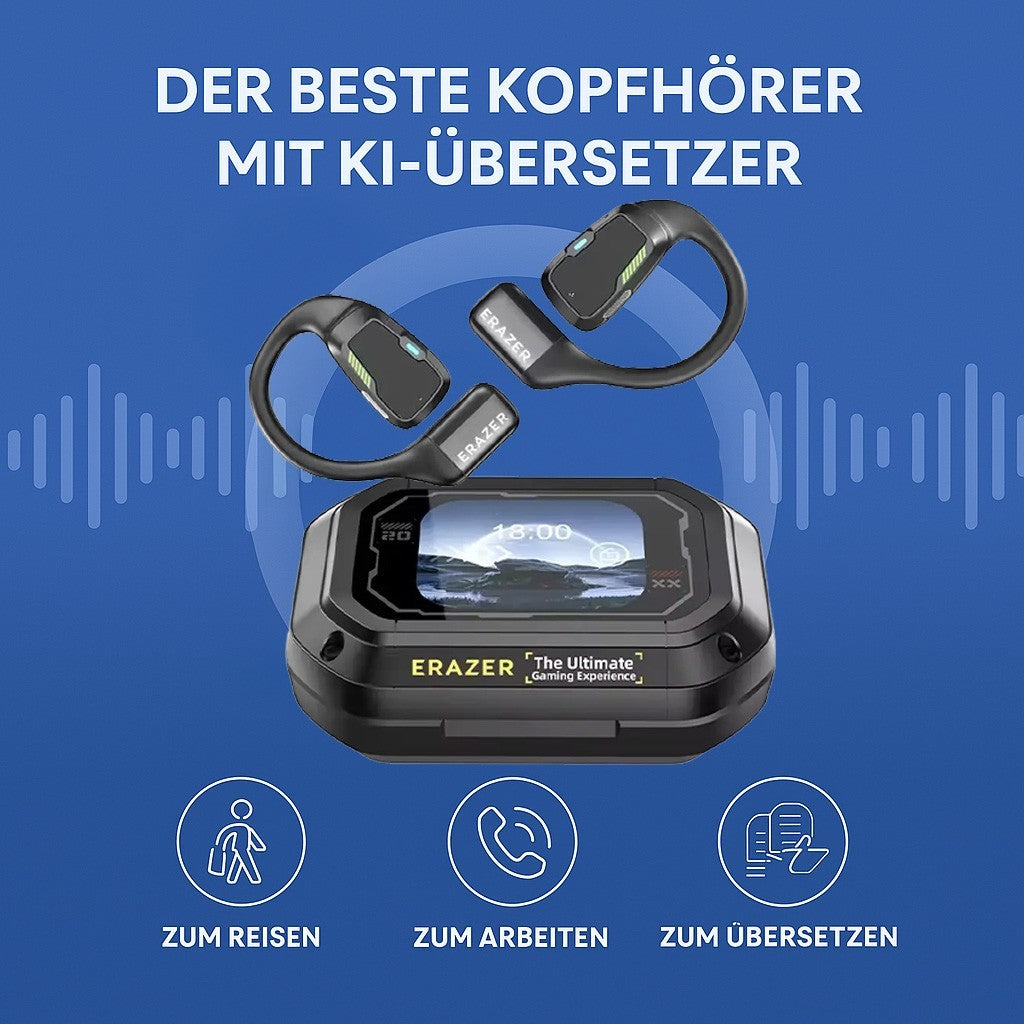 ERAZER 135 Sprachen AI Echtzeit Übersetzer Kopfhörer  | KI Translator Kopfhörer