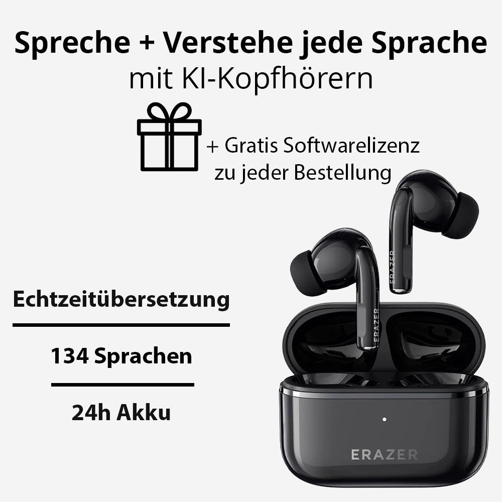 134 Sprachen AI Übersetzer Ohrhörer Echtzeit Übersetzer Kopfhörer Smart Voice