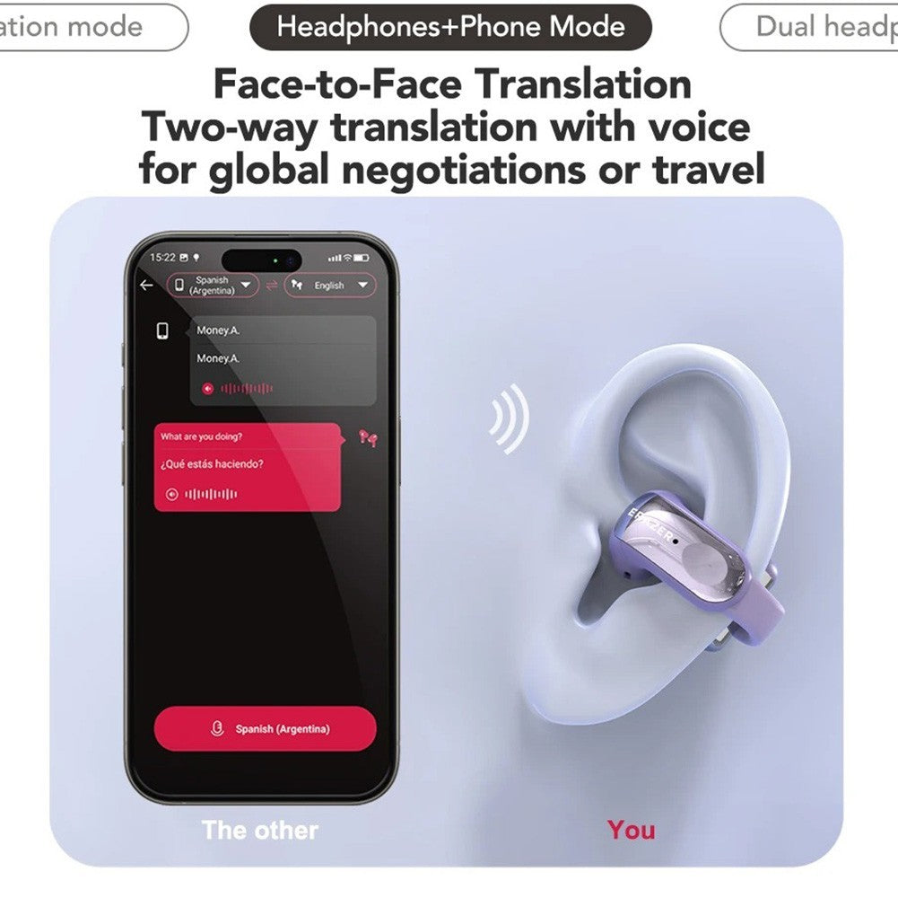 AI Übersetzer Kopfhörer Bluetooth Echtzeit Übersetzer Kopfhörer 135 Sprachen