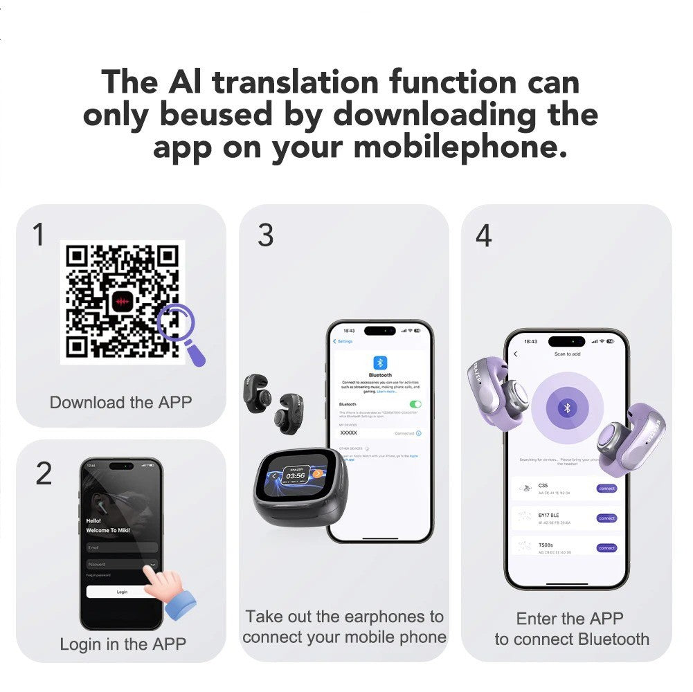 AI Übersetzer Kopfhörer Bluetooth Echtzeit Übersetzer Kopfhörer 135 Sprachen