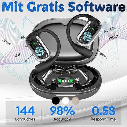 AI Übersetzer Kopfhörer | 144 Sprachen Echtzeit | Simultanübersetzer Ohrhörer