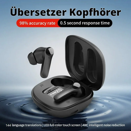 144 Sprachen KI Übersetzer Ohrhörer Echtzeit Übersetzer Kopfhörer Smart Voice