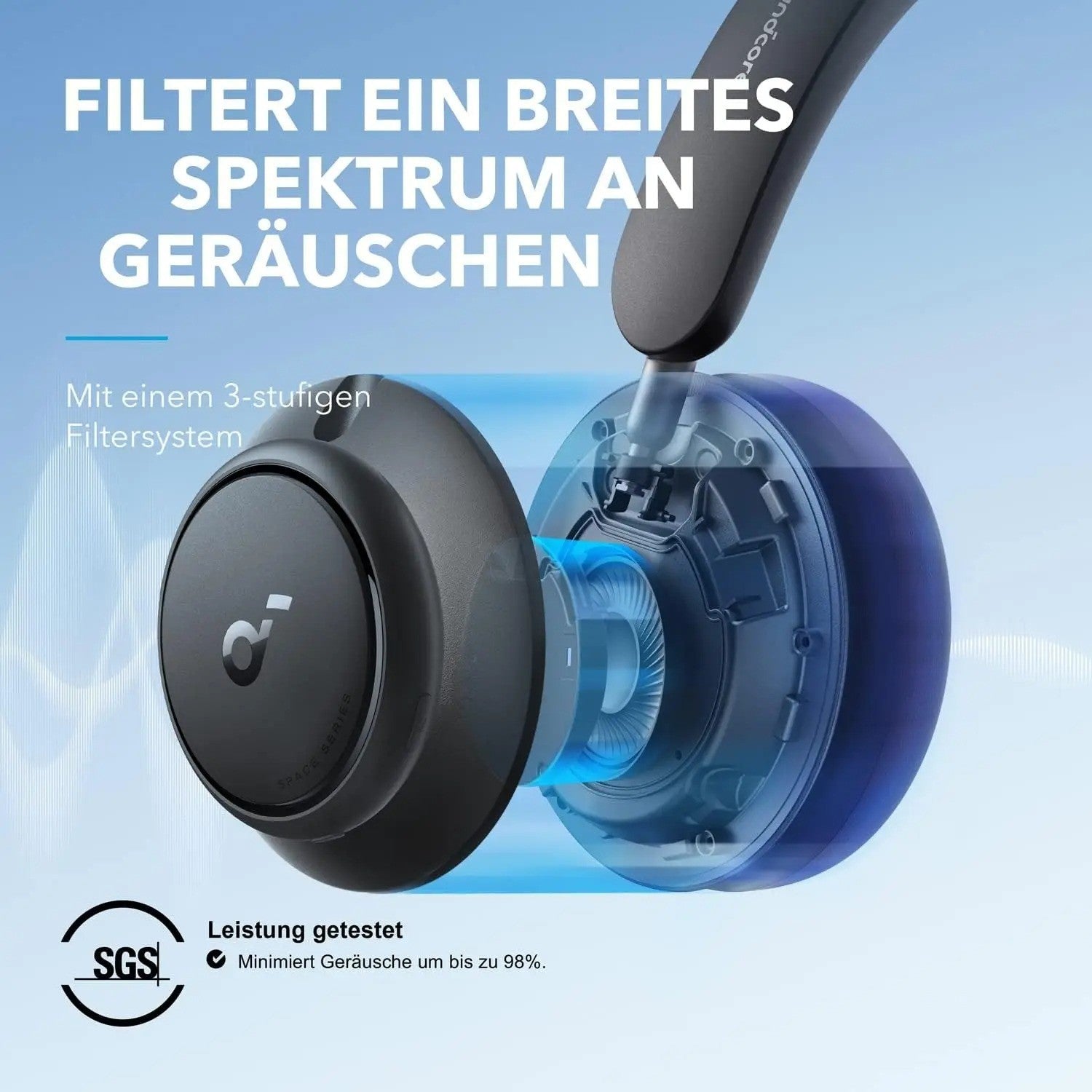 Soundcore Anker Space Q45 Bluetooth Kopfhörer 50 Std. Wiedergabe App Steuerung