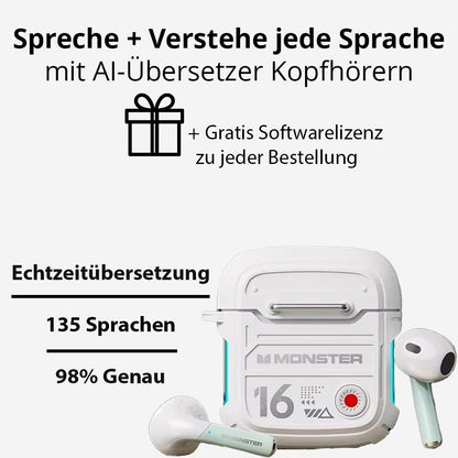 135 Sprachen Echtzeit Übersetzer Kopfhörer Bluetooth 20h | Übersetzungskopfhörer
